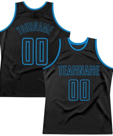 Custom Black Black-Blue Throwback Basketball Jersey, Gift For Basketball Fans
