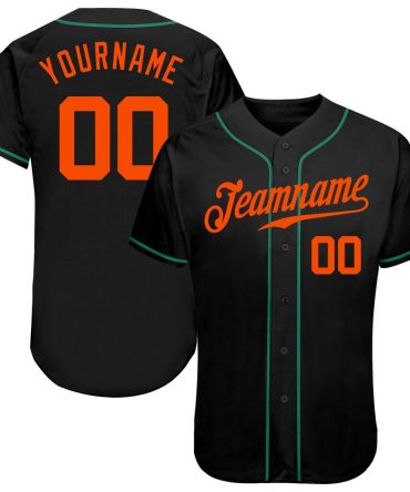 Custom Black Orange-Kelly Green Baseball Jersey, Gift For Baseball Fans