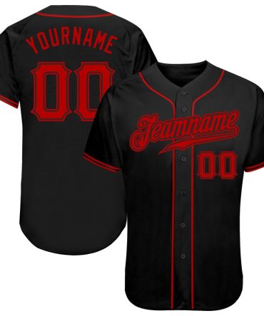 Custom Black Red Baseball Jersey, Gift For Baseball Fans