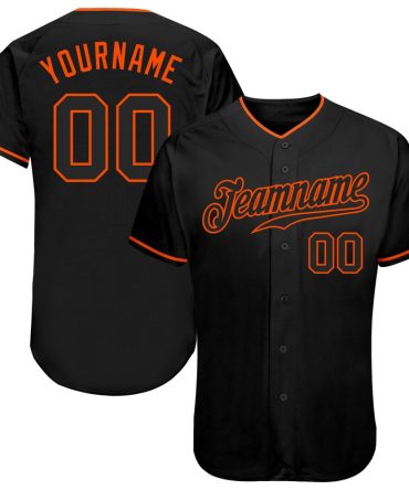 Custom Black Black-Orange Baseball Jersey, Gift For Baseball Fans