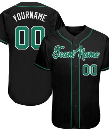 Custom Black Kelly Green-White Baseball Jersey, Gift For Baseball Fans