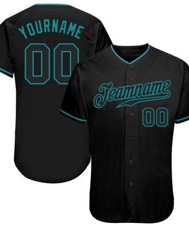 Custom Black Black-Teal Baseball Jersey, Gift For Baseball Fans