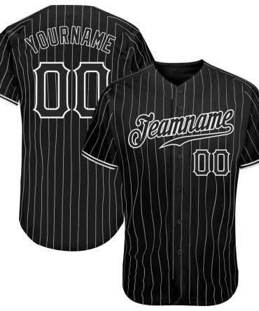 Custom Black White Pinstripe Black-White Baseball Jersey, Gift For Baseball Fans