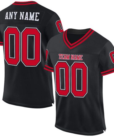 Custom Black Red-White Throwback Football Jersey, Gift For Football Fans