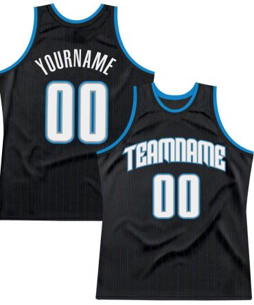 Custom Black Royal Pinstripe White-Blue Basketball Jersey, Gift For Basketball Fans