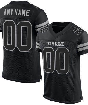 Custom Black Black-Gray Football Jersey, Gift For Football Fans