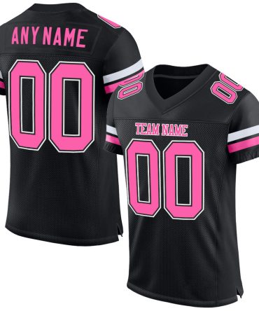 Custom Black Pink-White Football Jersey, Gift For Football Fans