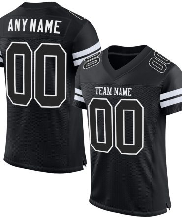 Custom Black Black-White Football Jersey, Gift For Football Fans