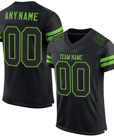 Custom Black Black-Neon Green Football Jersey, Gift For Football Fans