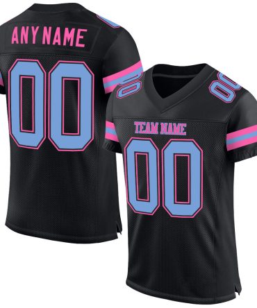 Custom Black Light Blue-Pink Football Jersey, Gift For Football Fans