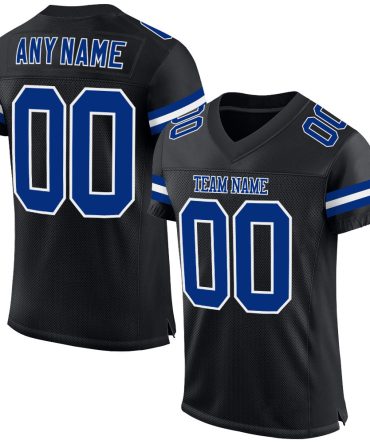 Custom Black Royal-White Football Jersey, Gift For Football Fans