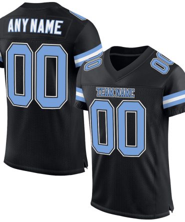 Custom Black Light Blue-White Football Jersey, Gift For Football Fans