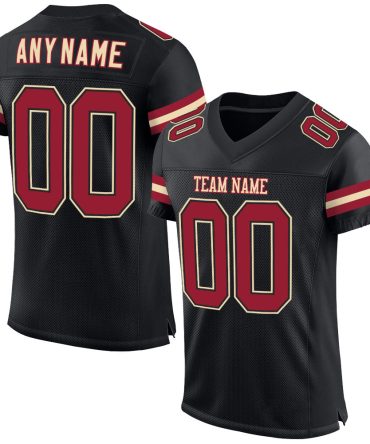 Custom Black Cardinal-Cream Football Jersey, Gift For Football Fans