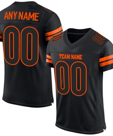 Custom Black Black-Orange Football Jersey, Gift For Football Fans