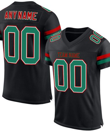 Custom Black Kelly Green-Red Football Jersey, Gift For Football Fans