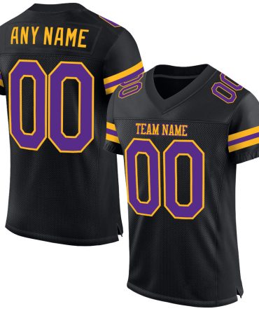 Custom Black Purple-Gold Football Jersey, Gift For Football Fans