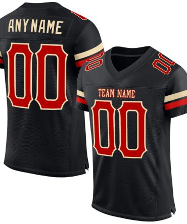 Custom Black Red-Cream Football Jersey, Gift For Football Fans