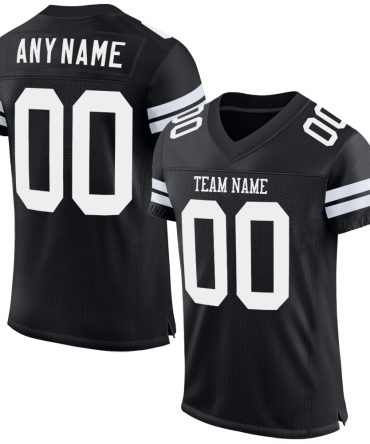 Custom Black White Football Jersey, Gift For Football Fans