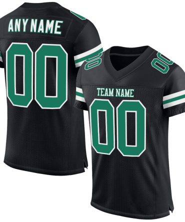 Custom Black Kelly Green-White Football Jersey, Gift For Football Fans