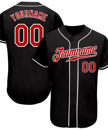 Custom Black Red-White Baseball Jersey, Gift For Baseball Fans