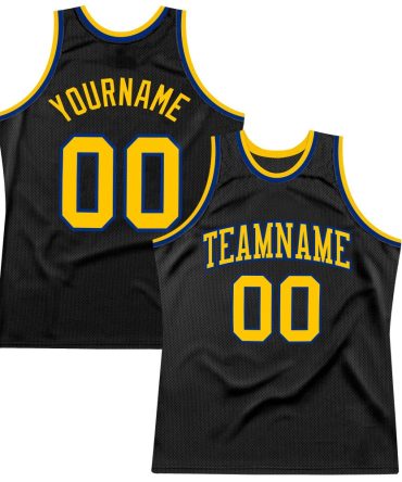 Custom Black Gold-Royal Throwback Basketball Jersey, Gift For Basketball Fans