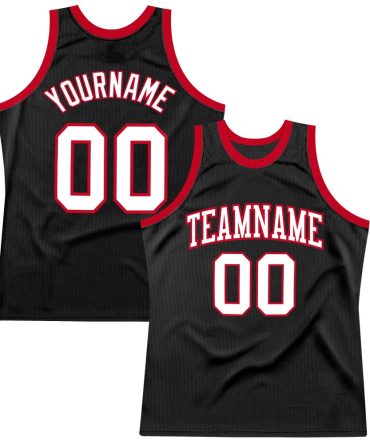 Custom Black White-Red Throwback Basketball Jersey, Gift For Basketball Fans