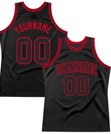 Custom Black Black-Red Throwback Basketball Jersey, Gift For Basketball Fans
