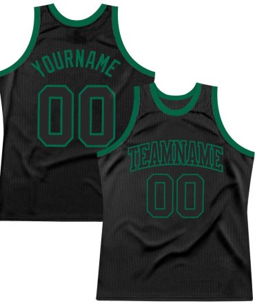 Custom Black Black-Kelly Green Throwback Basketball Jersey, Gift For Basketball Fans