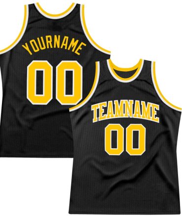 Custom Black Gold-White Throwback Basketball Jersey, Gift For Basketball Fans