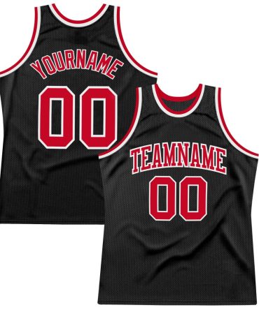 Custom Black Red-White Throwback Basketball Jersey, Gift For Basketball Fans