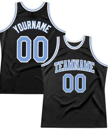 Custom Black Light Blue-White Throwback Basketball Jersey, Gift For Basketball Fans