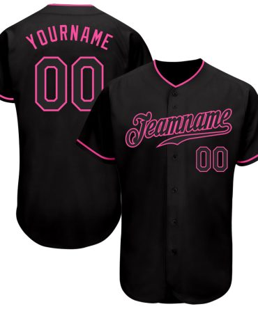 Custom Black Black-Pink Baseball Jersey, Gift For Baseball Fans