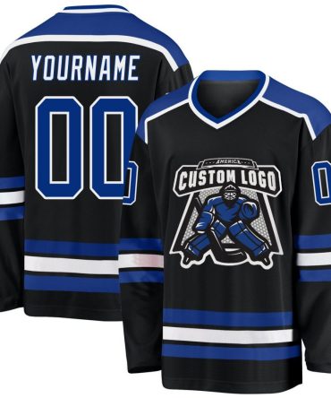 Custom Black Royal-White Hockey Jersey, Gift For Hockey Fans