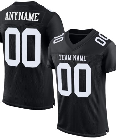 Custom Black White Football Jersey, Gift For Football Fans