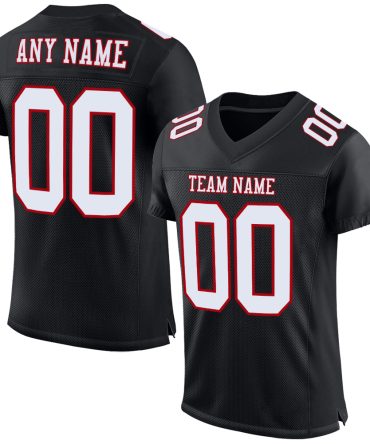 Custom Black White-Red Football Jersey, Gift For Football Fans
