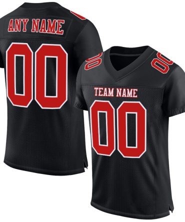Custom Black Fire Red-White Football Jersey, Gift For Football Fans