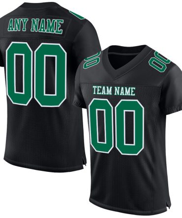 Custom Black Kelly Green-White Football Jersey, Gift For Football Fans