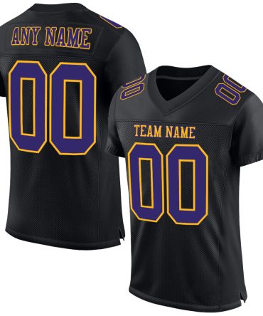 Custom Black Purple-Gold Football Jersey, Gift For Football Fans