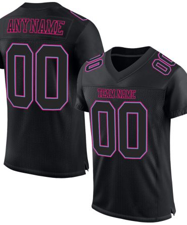 Custom Black Black Powder Blue-Hot Pink Football Jersey, Gift For Football Fans