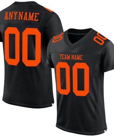 Custom Black Orange Football Jersey, Gift For Football Fans