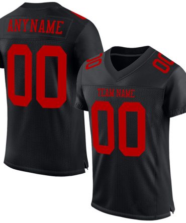 Custom Black Red Football Jersey, Gift For Football Fans