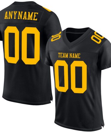 Custom Black Gold Football Jersey, Gift For Football Fans