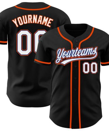 Custom Black White Royal-Orange Baseball Jersey, Gift For Baseball Fans