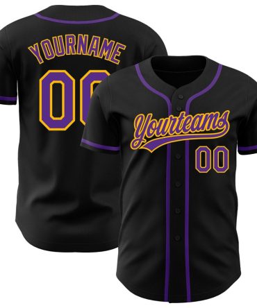 Custom Black Purple-Gold Baseball Jersey, Gift For Baseball Fans