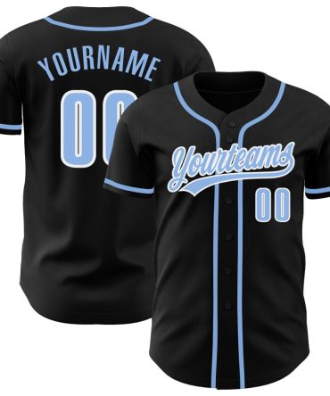 Custom Black Light Blue-White Baseball Jersey, Gift For Baseball Fans