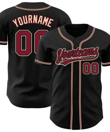 Custom Black Crimson-City Cream Baseball Jersey, Gift For Baseball Fans