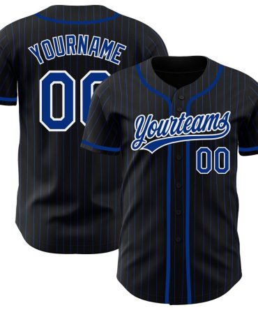 Custom Black Royal Pinstripe Royal-White Baseball Jersey, Gift For Baseball Fans