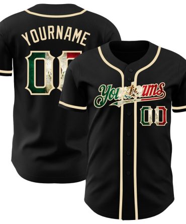 Custom Black Vintage Mexican Flag-City Cream Baseball Jersey, Gift For Baseball Fans
