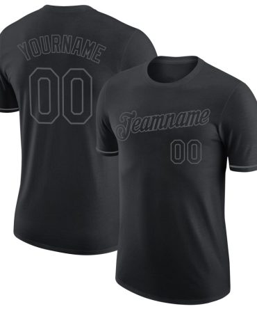 Custom Black Steel Gray Performance T-Shirt, For Football, Baseball, Hockey, Basketball, Softball & Rugby Fans