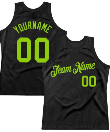 Custom Black Neon Green Throwback Basketball Jersey, Gift For Basketball Fans